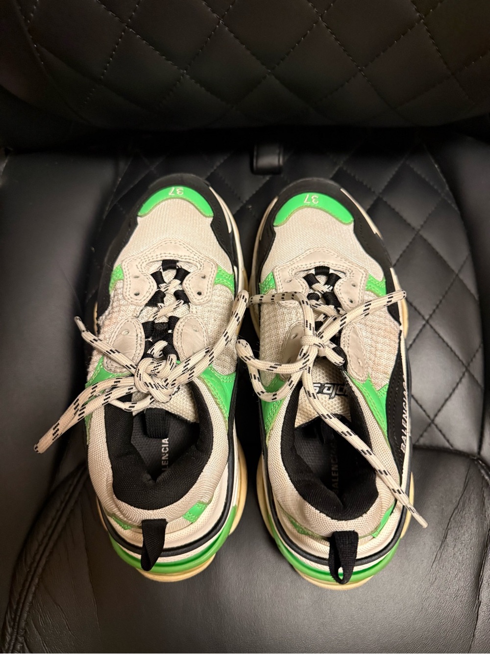 Balenciaga Beige, Black and Green Triple-S Sneakers woman  7